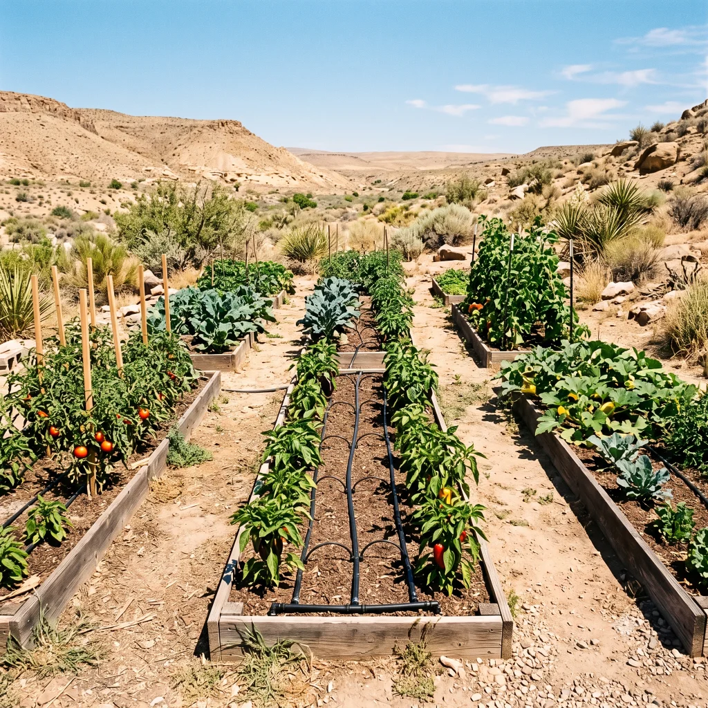 A garden managed carefully through drought-prone conditions